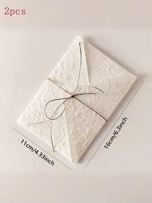 1/2/4pcs Handmade White Envelopes, Suitable For Wedding Invitations, Greeting Cards, Announcements And Holiday DIY, Excluding Jute Rope - Multicolor - View 10