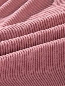 男士复古美式时尚灯芯绒抽绳短裤，男士宽松贴花及膝短裤，休闲街头风及膝短裤 - 粉色 - 查看 5