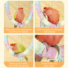 1 pieza Columpio de loro con degradado de arcoíris, diseño de colgante de estrella con borlas, juguete masticable y escalable para pájaros, adecuado para cacatúas, periquitos y otras aves, para jugar en la jaula - Ver 8