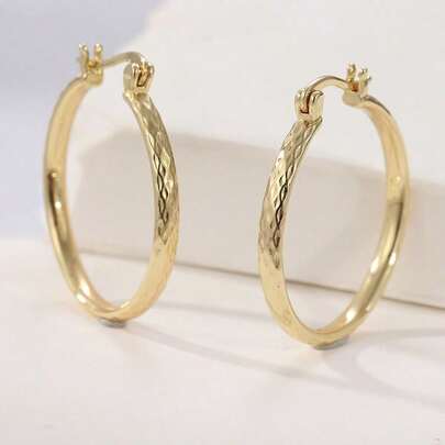 Bông tai nữ bằng đồng cổ điển, chế tác thủ công, kiểu dáng tối giản, hình tròn, thời trang, thanh lịch để đeo hàng ngày.