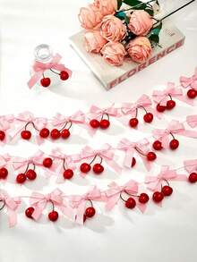 12 pièces Décorations de fête cerise rose, guirlande de nœuds cerise rose, ornements suspendus DIY, pour décoration de chambre rose Saint-Valentin, anniversaire, enterrement de vie de jeune fille, mariage, anniversaire de mariage, fiançailles/demande en mariage, fournitures de fête, décorations de fête romantiques - Multicolore - Voir 1