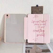 1pc Aesthetic Transparent Backcover With Inspirational Phrase Print Tablet Case, Compatible With IPad 11/A16/10th/Air4/5/6/Pro 12.9/2024/2025/2020/2021/2022/2023/10.2/10.9/Mini7, Galaxy Tab A8/A9 Plus/S6 Lite/S7/S9FE PLUS/S10 Plus, 5/5pro/6/6pro/7/7pro/36s Pro, Suitable For Work, Travel And Home Use, Foldable Tablet Protective Cover - Multicolor - View 2