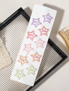 10 chiếc kẹp tóc hình ngôi sao ombre lấp lấp lánh, không gây hư hại, ngọt ngào và giản dị cho học sinh. - Phối màu - Xem 2