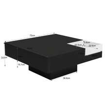 Modern Coffee Table / Concrete Grey Coffee Table / Rectangular Living Room Table With Storage / Robust And Durable / Suitable For Living Rooms And Office Areas, 72*72*30 Cm - Black - View 9