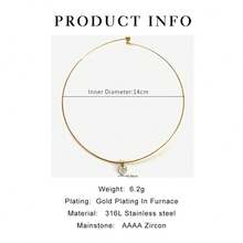 Monlansher 新款不锈钢几何锆石吊坠颈链，时尚简约，个性百搭，适合日常佩戴，女士必备。 - 金色 - 查看 6