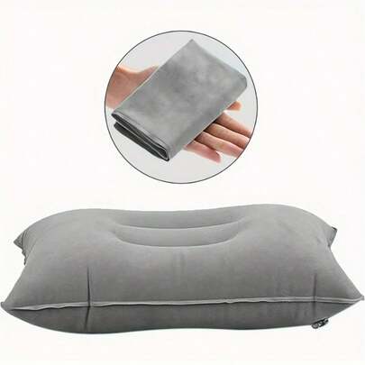 1pc Comfortable Inflatable Outdoor Pillow, Suitable For Office, Car, Camping, Hiking And Napping, Provides Support For Neck And Waist, Multifunctional Travel Pillow, Ideal For Neck Support When Napping On Plane And In Office