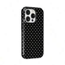 Una funda elegante para teléfono no incluye un cordón ni un soporte. Funda de teléfono de moda con lunares rosados y base verde oliva, compatible con 17/16/15/14/13/12/11 Pro. Regalo de primavera. - Negro - Ver 6