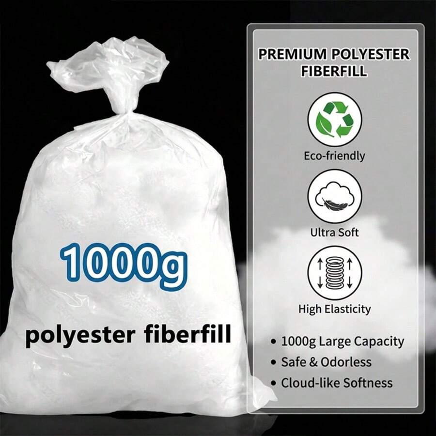 1000g Polyester Fiberfill Stuffing, Soft High Resilience Pillow Filling, Plush Toy Filling, Cushion Refill And DIY Craft Material - A - View 1