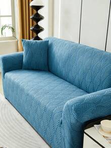 1 bộ bọc ghế sofa co giãn bằng vải lông mềm mại họa tiết lá xanh (bao gồm 1 vỏ gối), phong cách hiện đại Bắc Âu, chất liệu polyester chống bụi, chống trượt, dày dặn, phù hợp với sofa 1/2/3/4 chỗ ngồi, đặc biệt thích hợp cho trang trí sofa mùa thu/đông. - Màu xanh lam - Xem 9