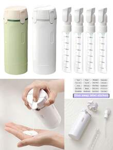 4-In-1 Travel Refillable Bottles, Brand New Integrated Portable Makeup And Shampoo Storage Bottles With Pump Dispenser And Measurement Scale, Ideal For Travel And Cosmetics Organization - Multicolor - View 1