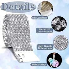3 Rolls Rhinestone Decorative Stickers - Silver - View 5