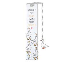 Adorables marcapáginas para amantes de los libros, marcapáginas de ganso tonto de metal, marcapáginas con patrones únicos que hacen regalos perfectos para bibliófilos, ideales para lectoras femeninas. - Ganso - Ver 12