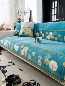 1PC Chenille Jacquard Sofa Cover With Full Moon Tree Pattern, Non-Slip Pet-Resistant Cushion Pad, All-Season, Machine Washable, Elegant Decor For Room, Premium Sofa Protector - Multicolor - View 10