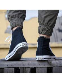 匡威男女通用经典高帮帆布鞋，2026年春季新款，学生及情侣休闲运动鞋 - 黑色 - 查看 3