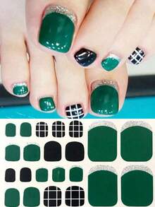 Pegatinas para arte de uñas de los pies, diseños de corazones y patrones geométricos de dibujos animados, purpurina multicolor, diseño mixto versátil, fácil aplicación con raspador - Multicolor - Ver 58