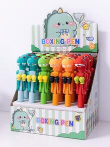 1pc/2pcs/4pcs Cool Dinosaur Boxing Ballpoint Pen, 0.7mm, Suitable As Back To School Gift And Stationery - Dinosaur Boxing Pen - View 2