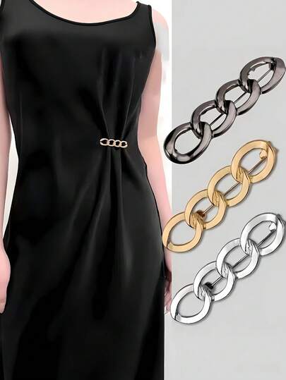 Bộ 3 ghim cài eo bằng kim loại đa chức năng, có thể điều chỉnh, phù hợp với quần tây, quần jeans, kẹp eo thời trang không cần may, nút cài eo có thể tháo rời để tránh lộ ra ngoài, cũng có thể dùng cho áo khoác, cổ tay áo đầm.