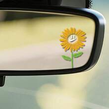 Happy Sunflower Creative Car Rearview Mirror Sticker, Retro Window Glass Decal Sticker, Waterproof For Travel Trailer And RV - Decorative Stickers - View 4