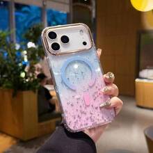 Suitable For 17 Pro Max, Dazzling Glitter Magnetic Phone Case, 16 Fairy-Like High-End Feel, 15 Protective Cover - Cherry Blossom Pink - View 2