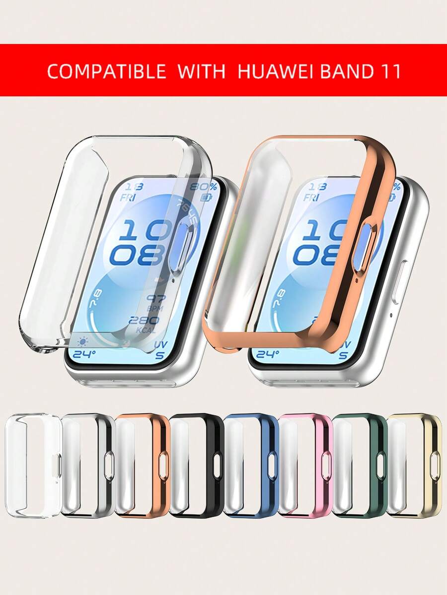 1 chiếc ốp lưng đồng hồ TPU mạ điện thời trang trơn dành cho nam/nữ, tương thích với vòng đeo tay thông minh Band 11, phụ kiện dùng hàng ngày, quà tặng, chống trầy xước. - Ban nhạc 11 - Xem 1