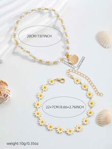 两件套波西米亚风雏菊脚链，优雅温柔，适合女性日常佩戴和夏季海滩度假。 - 彩色 - 查看 4