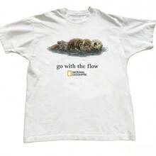 2026 National Geographic "Go With The Flow" Unisex T-Shirt, Women's Summer Outfit Gift - White - View 9