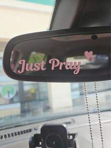 Pegatina para espejo retrovisor "Solo reza" - Pegatina minimalista y linda con decoración de corazón, accesorio de vinilo impermeable para coches, camiones, SUV, espejos de baño, espejos de maquillaje, ventanas, decoración elegante para el coche, piezas de automóvil, mejor regalo de cumpleaños 21 - A - Ver 2