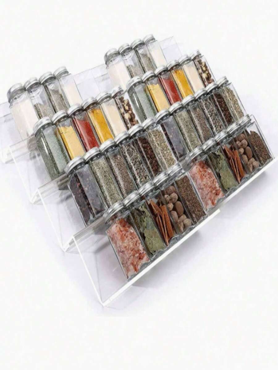 Bộ 1/4/8 lọ đựng gia vị, hộp đựng gia vị nghiêng bằng acrylic trong suốt, khay đựng gia vị có thể mở rộng để trên mặt bàn bếp (Không bao gồm lọ gia vị) - Nhiều màu - Xem 1