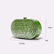 2026 Summer Direct  Evening Bag: Vintage European-American Patchwork Acrylic Shoulder Bag With Chain For Women - 香檳色 - 查看 3