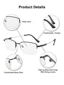 Gafas de lectura fotocromáticas 3 en 1, unisex, lentes multifocales, lentes de PC transparentes, marco de metal de titanio con memoria, estilo de negocios de media montura, adecuadas para computadora, TV, teléfono móvil, lectura y otros escenarios - Negro - Ver 6