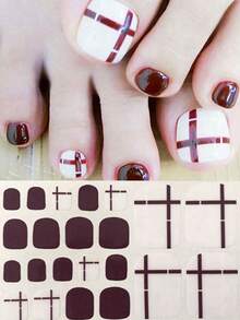 Pegatinas para arte de uñas de los pies, diseños de corazones y patrones geométricos de dibujos animados, purpurina multicolor, diseño mixto versátil, fácil aplicación con raspador - Multicolor - Ver 23