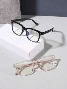 1/2副时尚大框透明眼镜，男女通用，适合音乐节、派对和各种节日场合。 - 彩色 - 查看 2