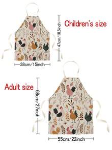 1 chiếc tạp dề kiểu nông trại in hình gà hoạt hình, một mặt, dành cho người lớn, có yếm và dây buộc eo, tạp dề bảo hộ khi nấu ăn trong nhà bếp. - Nhiều màu - Xem 2