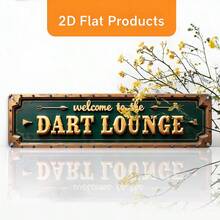 2D Flat - A Vintage-Style Decorative Iron Wall Sign, With The Content "Welcome To The Darts Bar". The Size Is 10X40 Cm (4X16 Inches), Suitable For Various Places Such As Farmhouses, Bathrooms, Cafes, Garages, Offices, And Porches. - Multicolor - View 3