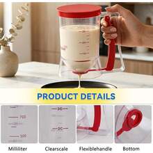 1PCS Pancake Batter Dispenser, Batter Dispenser With Handle, Pancake Dispenser For Batter, Pancake Dispenser, Pancake Baking Tray Mixing Dispenser, Perfect Pancake, Cupcake, Waffles, Muffin Mixture, Cake, Cupcake Paper Tray, Kitchen Tools, Baking - Red - View 5
