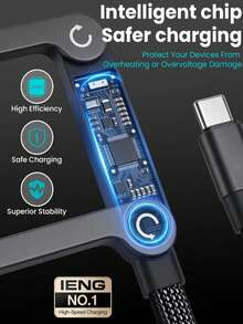 新款可折叠手机支架，带充电线，90°倾斜设计，方便充电和观看视频，兼容安卓设备及15-17英寸机型，编织线缆 - 黑色 - 查看 4