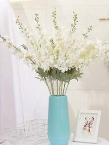 1pc 33.86in Artificial Spring & Summer Greenery Decor Flower, White Artificial Delphinium, Suitable For Wedding & Engagement Decor, Birthday Party Decor, Mother's Day, Home Decoration And Vase Fillers, All-Season Use. - White - View 1