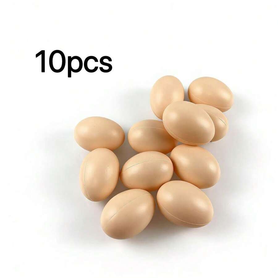 10pcs Artificial Yellow Oval Plastic Fake Eggs, Suitable For Christmas - 10 Artificial Eggs - View 1