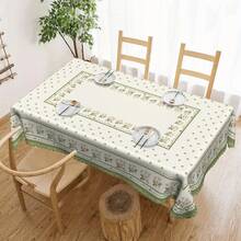 1pc Spring/Summer Theme Party Tablecloth, Green Decor, Daisy Floral Pattern, Multiple Sizes Available, Floral Design, European Countryside Style, Suitable For Home, Kitchen, Wedding, Party, Dining Table, Outdoor Events, Gifts. Easy-To-Clean Polyester Material - Multicolor - View 10