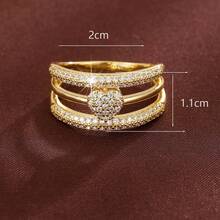 1枚精致线条心形设计立方氧化锆镶嵌女式戒指 - 彩色 - 查看 6