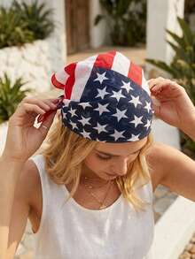 1 chiếc khăn bandana unisex kiểu dáng Y2K họa tiết cờ Mỹ, thích hợp cho các dịp lễ, mặc hàng ngày, dự tiệc và các sự kiện khác. - Nhiều màu - Xem 8