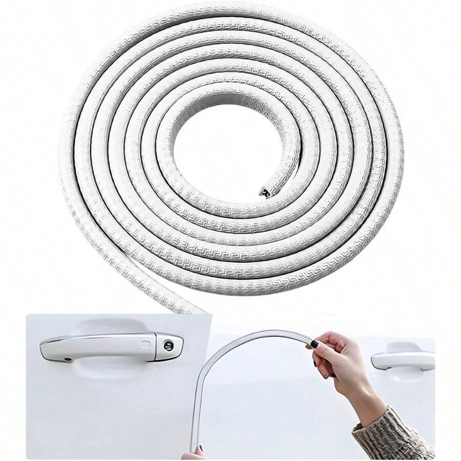 16.4Ft(5M) Car Door Guards, U-Shaped No Glue Automotive Trim Seal Protector Molding, Universal Vehicle Door Entry Guard Protective Strip, Exterior Car Accessories - 16.4Ft + White - View 1