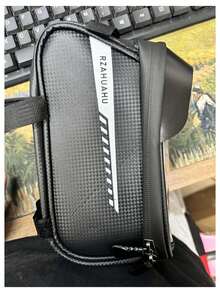 Mountain Bike Front Beam Bag, Waterproof Saddle Bag With Phone Pocket For Mountain Bike - Black - View 2
