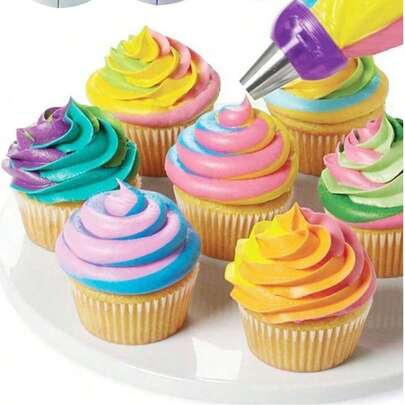 4 chiếc ống bắt kem nhiều màu sắc, đầu bắt kem nhiều màu, bộ chuyển đổi đầu bắt kem 3 màu, bộ chuyển đổi đầu bắt kem kiểu Nga, thích hợp để trang trí bánh kem cho tiệc/đám cưới/sinh nhật.