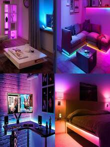 RGB LED灯带，电视背光灯，配备24键遥控器和无线控制功能，适用于游戏、卧室、派对、厨房、客厅、庆典、家居、圣诞节、天花板、墙壁、室内外装饰、派对用品、家居装饰、圣诞礼物、毕业礼物、生日礼物、万圣节装饰、派对氛围照明。 - 彩色光 - 查看 10