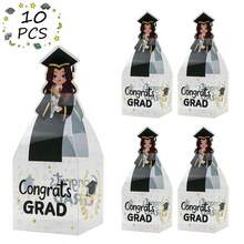 10/20pcs Transparent Graduation Gift Boxes, Suitable For Graduation Party, Graduation Candy Box, Graduation Gift Box, Graduation Party Favor Decor - Color Mixing - View 11