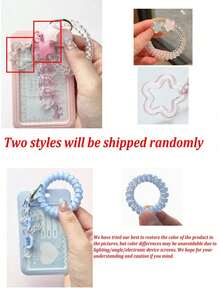 Transparent Pink Star-Shaped Pendant Keychain Card Holder/Photo Holder, Clear ID Card Holder Macaron Color Acrylic Decorative Chain Keychain DIY Pendant Jelly Color High Elasticity Telephone Wire Hair Scrunchies With Removable And Easy-To-Clean Sliding Cover, Keychain - Multicolor - View 10
