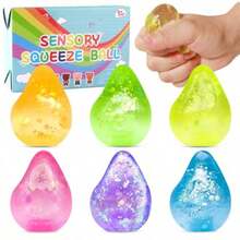 3Pcs Mini Size Fidget Toys Stress Balls For Kids & Adults, Sugar Squishy Balls - Dream Squishy Drop Glitter Stress Balls, Malt Sugar Glitter Squeeze Balls, Party Favors, Sensory Toys For School - 3pcs Random Mini Size - 查看 2