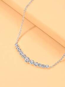 1 pieza Collar con colgante de cruz con forma de U y rhinestones, cadena de clavícula de estilo minimalista lujoso europeo y americano para mujeres - geometría - Ver 4