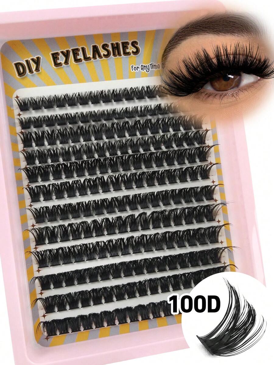 192 片 D 卷度浓密蓬松假睫毛，长度 8-16 毫米混合，单根假睫毛，100D 柔软 3D 俄罗斯卷曲黑色仿貂毛假睫毛，适合初学者，可作为化妆工具使用，单根假睫毛，簇状假睫毛，睫毛嫁接 - D - 查看 1
